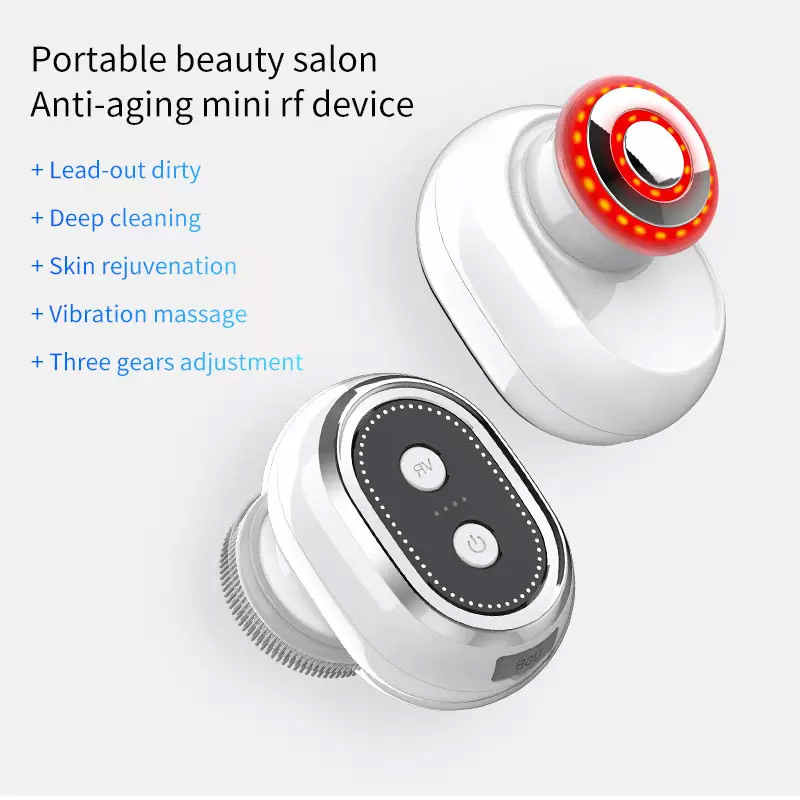 Am-191 Facial Cleansing Brush Led Photon Therapy Mini RF Skin Lifting
